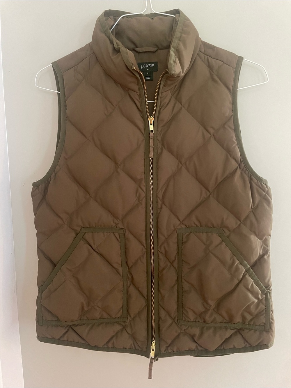 J. Crew Quilted Puffer Vest - Olive Green